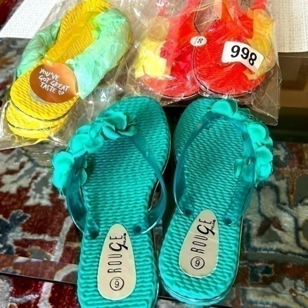 BRAND NEW ROUGE,size6 ,EMBELLISHMENTS SLIDE SANDALS, beautiful color for summer